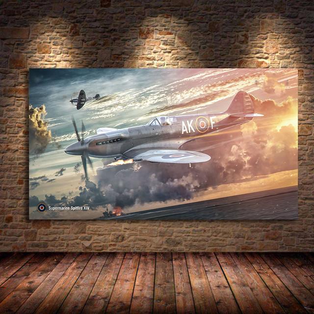 Bf109 Fighter Air Combat Monoplane Fighter Canvas Painting Classic Aircraft Living Room Home Bedroom Decoration Wall Art Picture