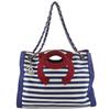 Сумка-тоут на цепочке Tote Bag A47944 Линия круизных коллекций Полоска Синий Хлопок/Нейлон Женская Б/у