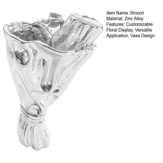Держатель для цветов Брошь-букет Носимая ваза Брошь-булавка Вставка для живых или засушенных цветов в букет Аксессуар-булавка для курток Платьев Шарфов Свитеров