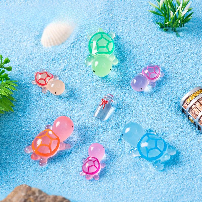 Микропейзаж Светящаяся в темноте черепаха Смола Украшения для глухих сумок Аксессуары Пейзаж для аквариума Черепаха Украшение для стола