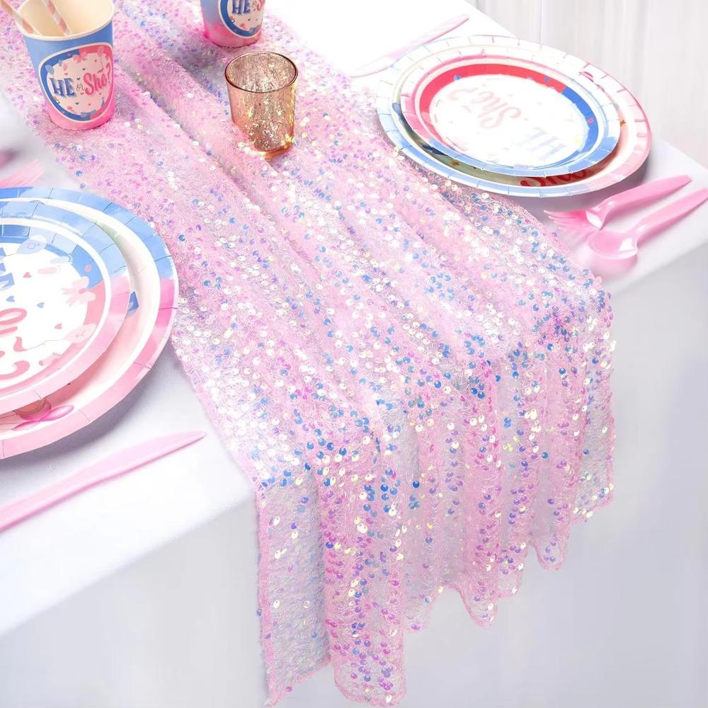 Glitter Mermaid Theme Table Runner Rectangular Table Cover Gorgeous Table Cloth  Wedding