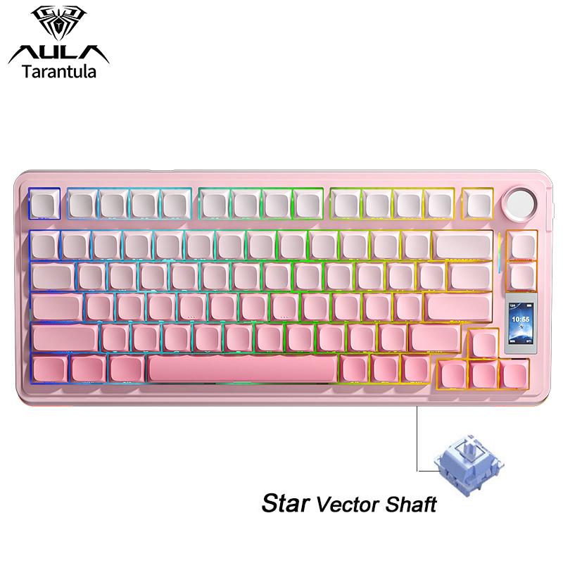 AULA S75 PRO Wireless Mechanical Keyboard with Screen&Knob 75% Hot Swappable RGB Backlit Gaming Keyboard with Pre-lubed Switches