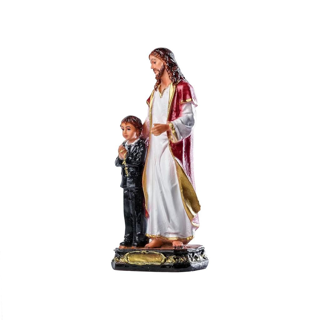 First Holy Communion Gifts for Boys Jesus and Boy Statues Christian Home Decor Birth Day Gift God Idol Showpiece for Table Wall Figurine House Warming
