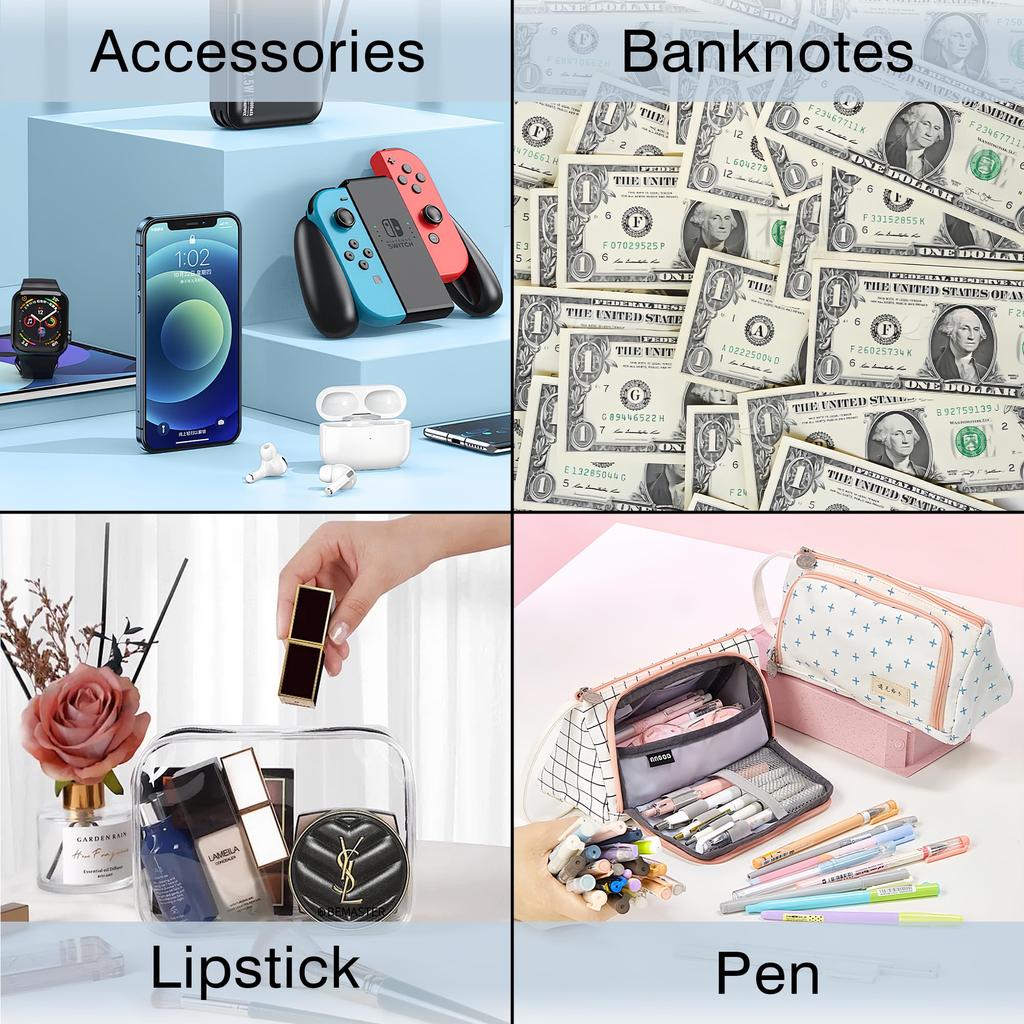 TOCCOOL A6 Nylon Makeup Zippered Mesh Cosmetic Bag for Perfect for Storing Makeup Brushes and Other Cosmetics of Pouch, Travel, (Set 5, Red, Yellow,