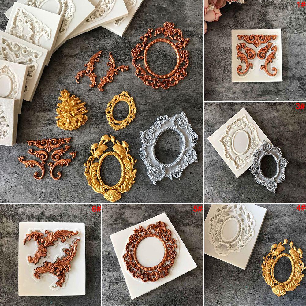 Украшение для выпечки Шоколад Античная зеркальная рама Силиконовая форма Бордюр Тиснение Мастика Форма для торта