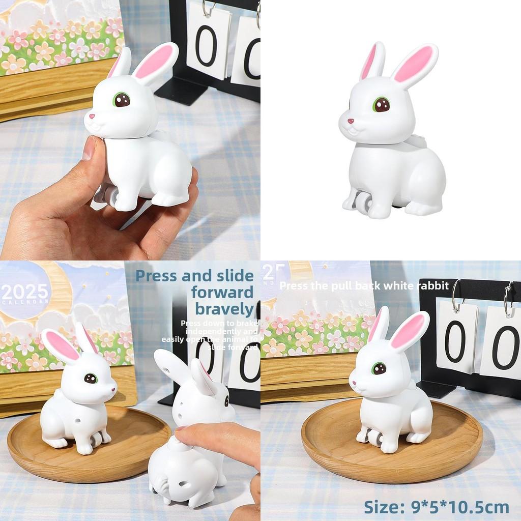 Childrens Little Toy White Rabbit Inertia Press Rebound Force Animal Cartoon Car