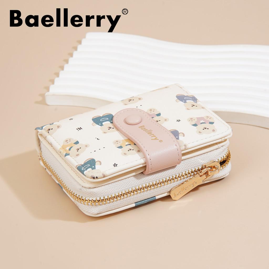 Short Style Wallet Pu Leather With Cartoon Bear Print And Two Fold Design