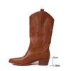 Spring and Autumn High Quality Women's Boots Fashionable Pointed Solid Color Medium Heel Sleeve Women's Mid-calf Boots