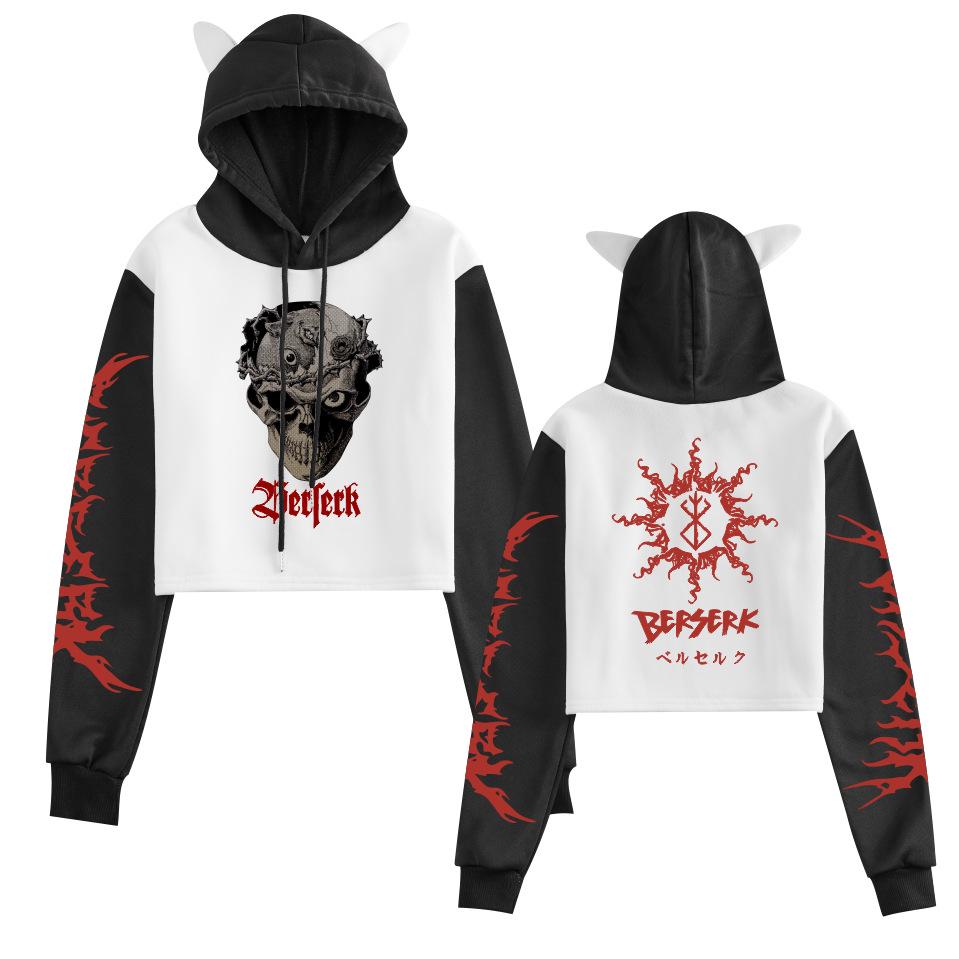 Новая худи с ушками кошки из Demon Slayer, Color Block, с начесом, свободный крой, повседневная