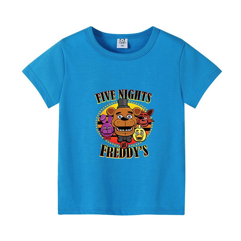 Детская футболка FNAF Летняя дышащая Хоррор Медведь Мальчик Девочка С коротким рукавом Топы Мультяшный принт Фредди Детская одежда Подарки на день рождения