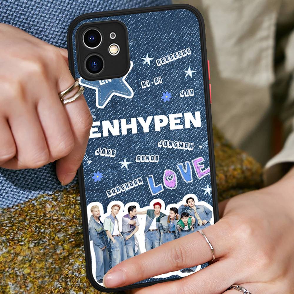 Korea E-Enhypenes Singing Group For IPhone 11 12 13 14 15 16 Pro Max Plus Matte Translucent Phone Cover