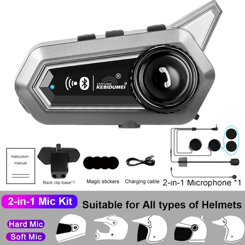 BT31 Гарнитура для мотоциклетного шлема Bluetooth 5.0 Беспроводные водонепроницаемые наушники Автоматический ответ на вызовы по громкой связи с фонариком