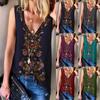 Women's Casual V-neck Ethnic Wind Printed Chiffon Shirt Undershirt Top