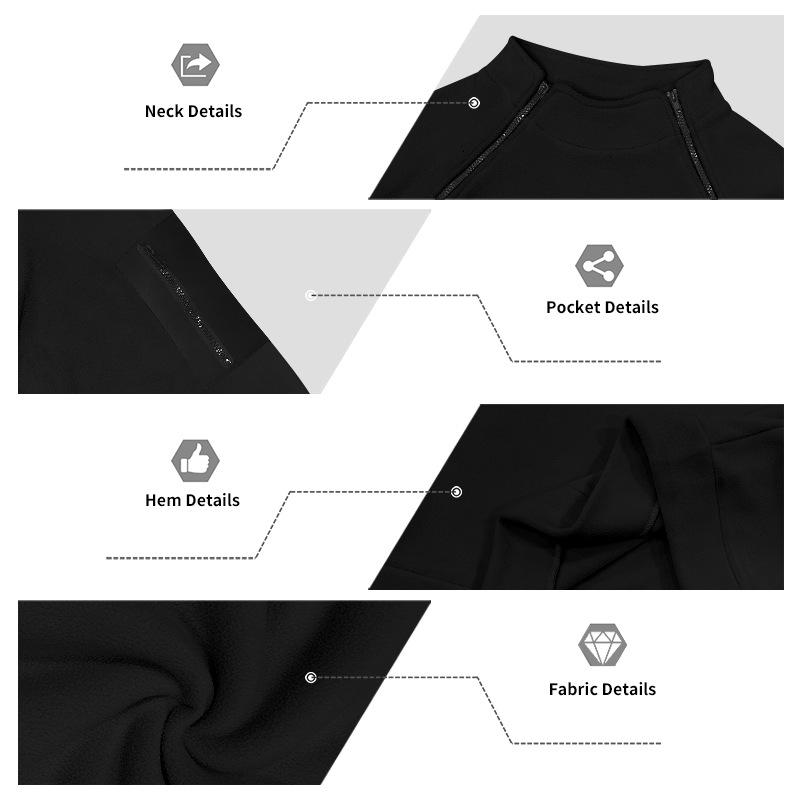 European and American Heavyweight Autumn and Winter Outdoor Men's Hiking Casual Loose Stand Collar Fleece Double Zipper Warm Hoodie