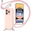 Case for Xiaomi Redmi Note 14 5G (not for 4G), Soft Shockproof Silicone Protection with Pink Cord