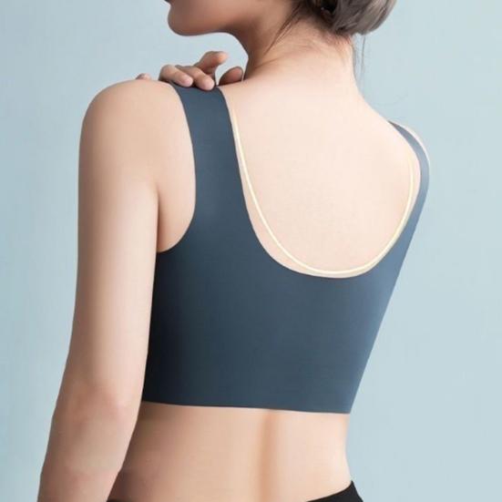 Женский спортивный бюстгальтер с широким эластичным ремешком, однотонный, ударопрочный, бесшовный, с тонкой сеткой, с эффектом пуш-ап, без зацепов, беспроводной, для занятий йогой и бегом