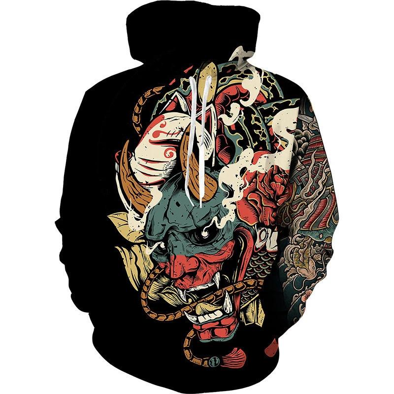 New Hot Anime 3d Hoodies Japanese Samurai Sweatshirt Men And Women Fashion Black Pullover Autumn And Spring Men's Clothing