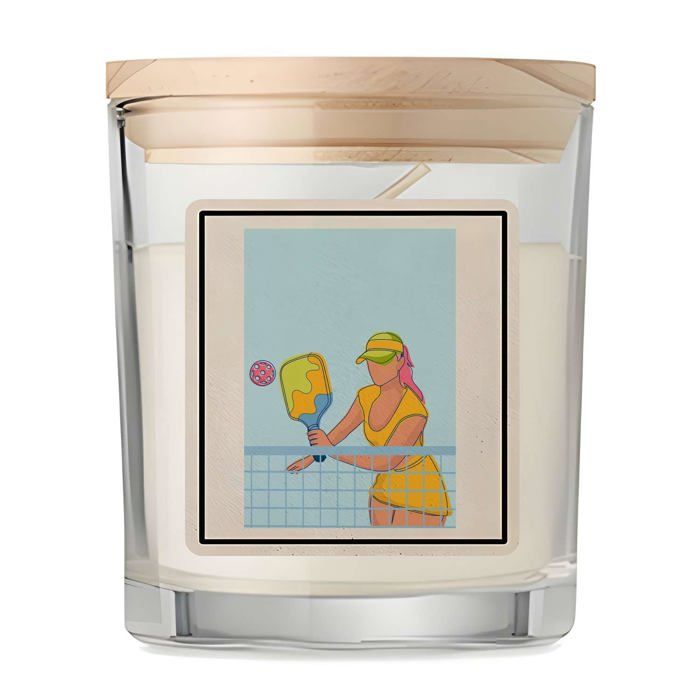 Bougie parfumée - PLANETEE - Padel Pop Femme - Vanille - Pot verre transparent - Couvercle bambou
