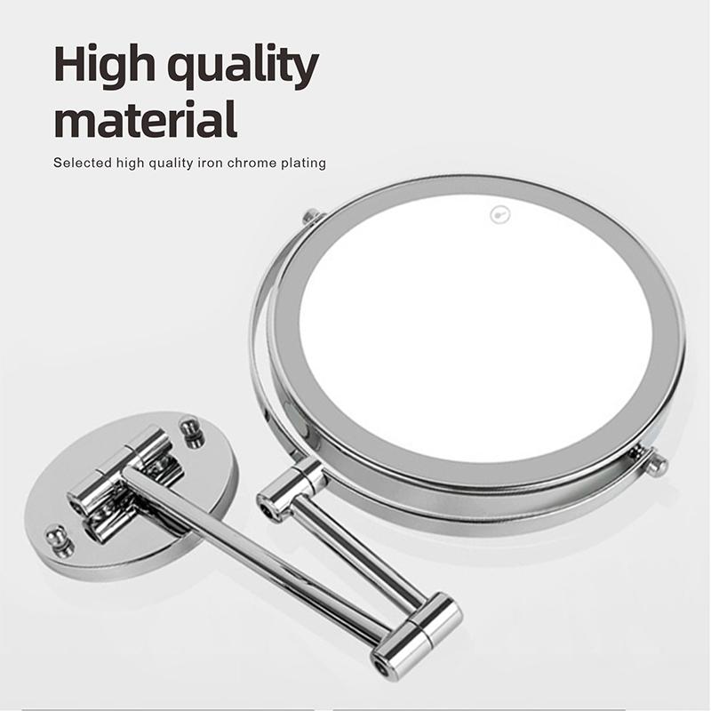 8 Inch Wall Mounted Makeup Mirror 5/7/10X Magnifying Double Side Folding Arm Extend USB Charging Bathroom Smart Cosmetic Mirrors