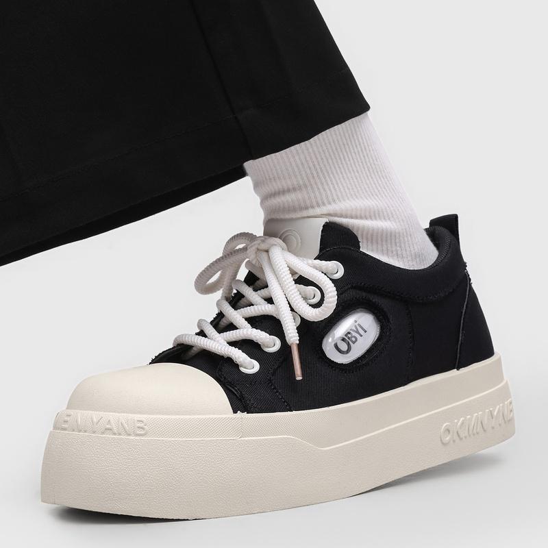 Men's thick-sole canvas casual shoes Four season new fashion soft-sole light breathable outdoor walking shoes comfort board shoe