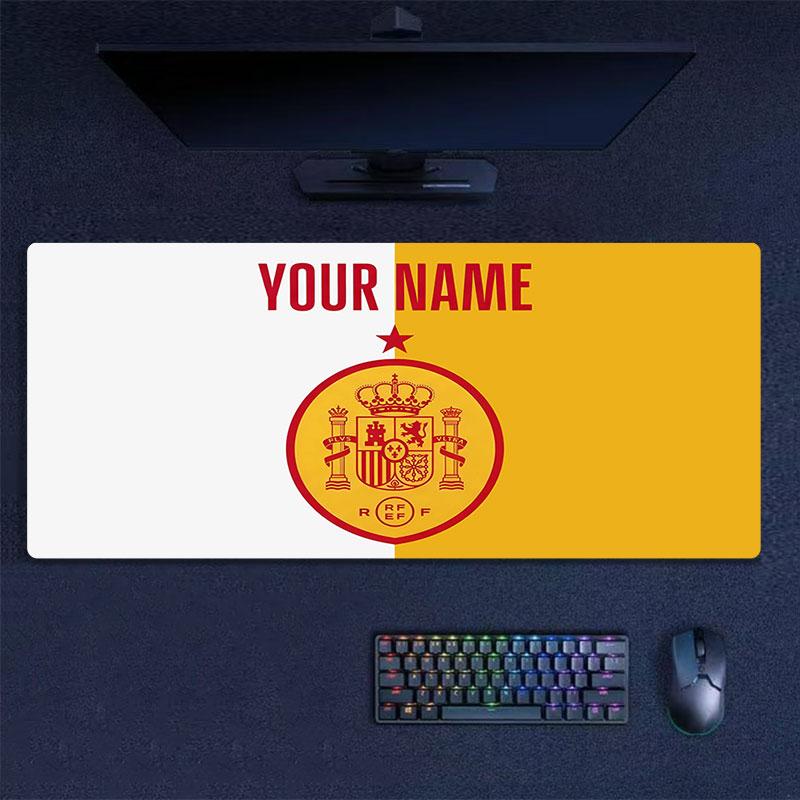 Custom Name,Spain Mouse Pad, Large Gaming Desk Mat, Non-slip XXL Mousepad for Laptop & Tablet, Mini PC Playmat with Stitched Edges