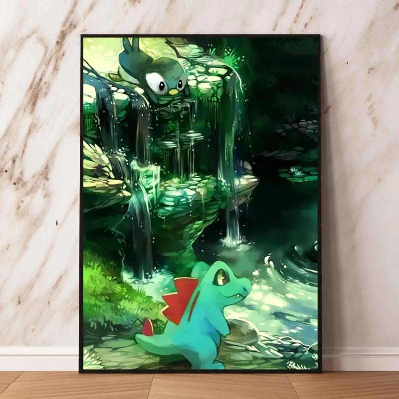Eeveelutions Decorative Painting Cute Eevee and With Floral Elements High  Quality Wall Art for Home Decor Classic