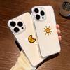 Простой Чехол для Телефона Пара Солнце Луна для iPhone 15 14 13 12 11 Pro Max Mini XR X XS 7 8 15Plus SE Прозрачный Силиконовый Мягкий Чехол Fundas