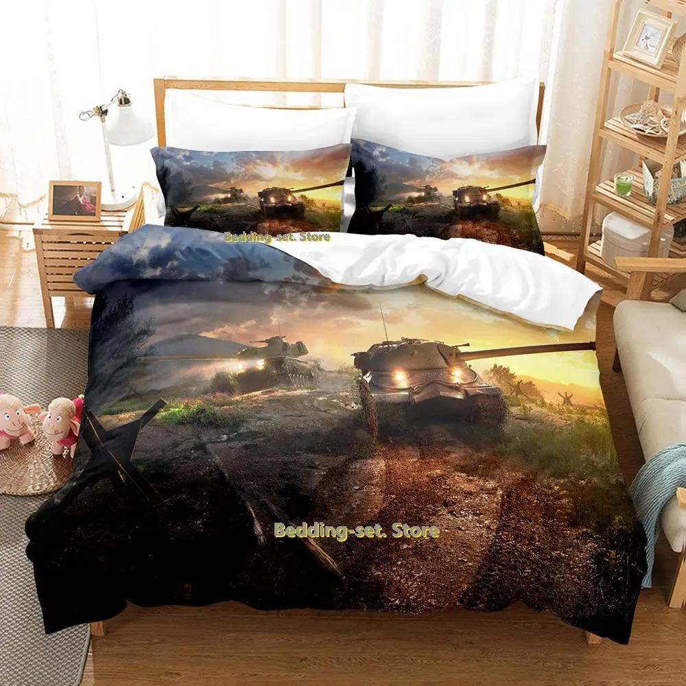 World Of Tanks Bedding Set Single Twin Full Queen King Size Bed Set Adult Kid Bedroom Duvetcover Sets Anime Parure de lit Bed