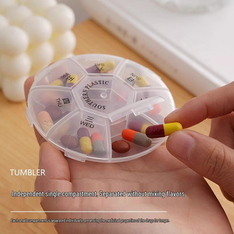 Компактный еженедельный органайзер для таблеток с семью отделениями - Портативный дорожный диспенсер для лекарств
