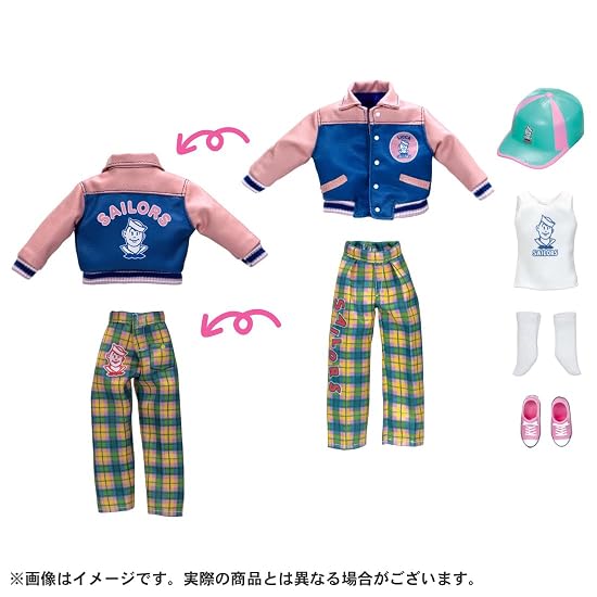 TAKARA TOMY Licca-chan Doll Retro Licca Sailor's Varsity Jacket Fashion Dress-up Pretend Play Toy Ag
