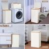 Foldable Bamboo Laundry Basket with Lid and Inner Bag for Bathroom/Bedroom