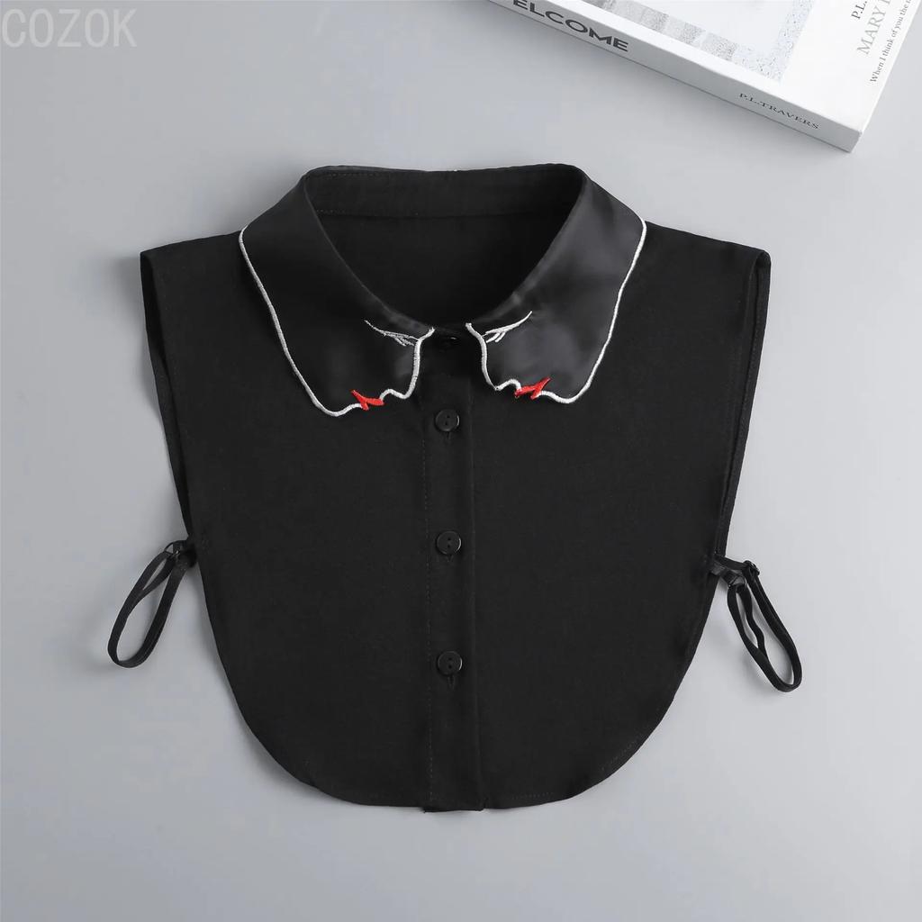 Fashion Women's Embroidery Shirt Fake Collar Removable Mujer Faux Cols White Sweater False Collar Lapel Shirt Blouse Detachable