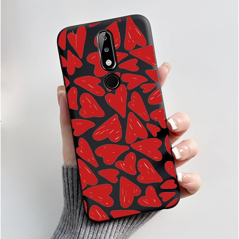 2026 New Design Style Black Phone Case For Nokia 5.1 Plus/Nokia X5 Shockproof Soft Cover Aesthetic Purple Flower Pattern