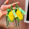 Keychain with Blessing Tag Crocheted Corn for Backpacks, Handmade Keyring Bell Plush & Tag, Simulated Vegetable Bag Charm Pendant Healing Key Ring