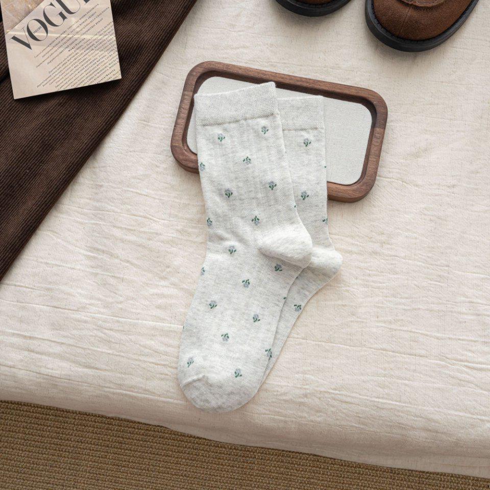 Осенне-зимние ретро цветочные преппи женские гольфы до середины икры