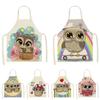 Cartoon Owl Printed Kitchen Apron Antifouling Waterproof Sleeveless Home Cleaning Tools Restaurant Chef Bib Cooking Accessories