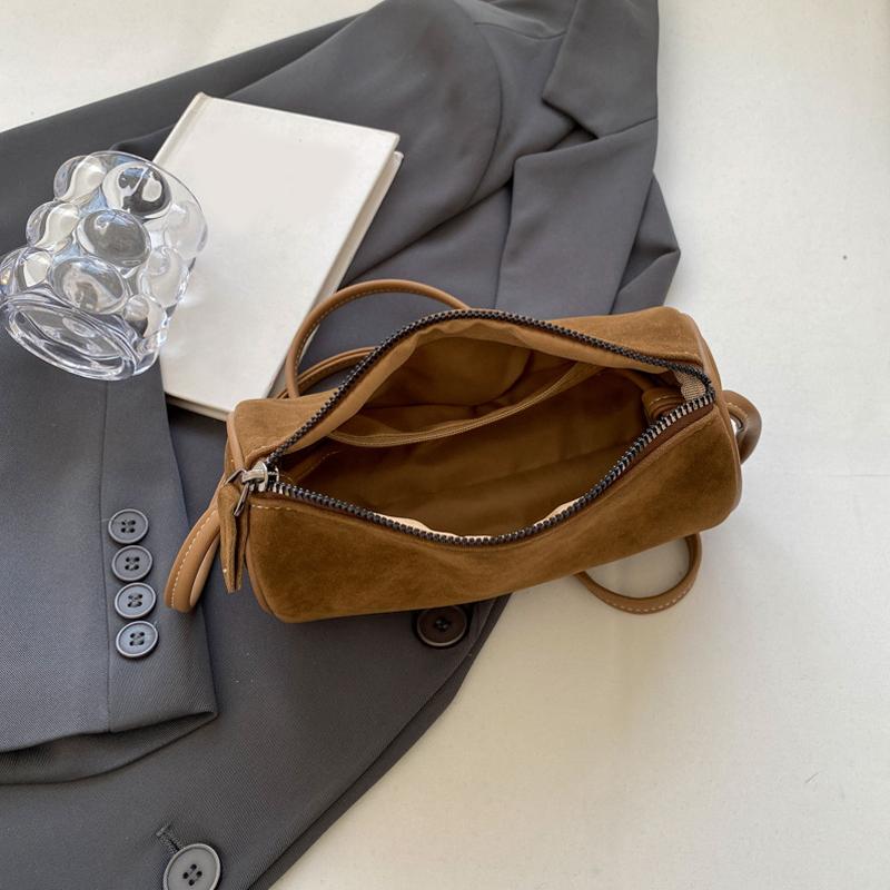 Модная цилиндрическая сумка из замши для женщин, новая осенняя, универсальная, для работы, с матовой текстурой, сумки кроссбоди, простая элегантная сумка на плечо KTY