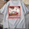 Футболка с мемом о коте ибупрофене, забавная футболка с рисунком кота, милая футболка-любительница кошек, повседневная футболка-смешной свитер унисекс, свободная футболка