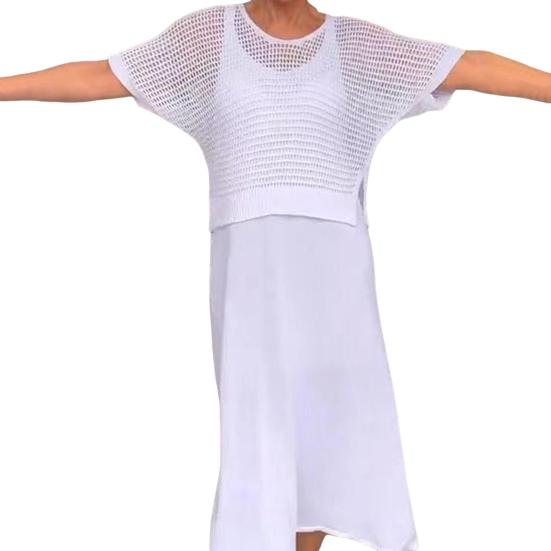 Женский комплект из 2 шт./компл., вязаный топ с коротким рукавом и круглым вырезом, топ с V-образным вырезом