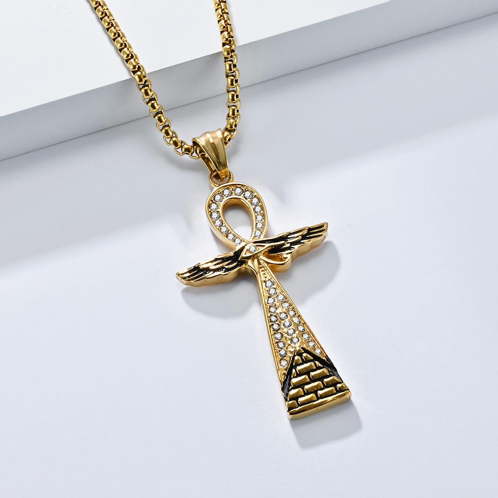 Literary and Retro Egyptian Anka Cross Necklace Men's Niche Personality Pendant Hipster Accessories Travel Souvenirs