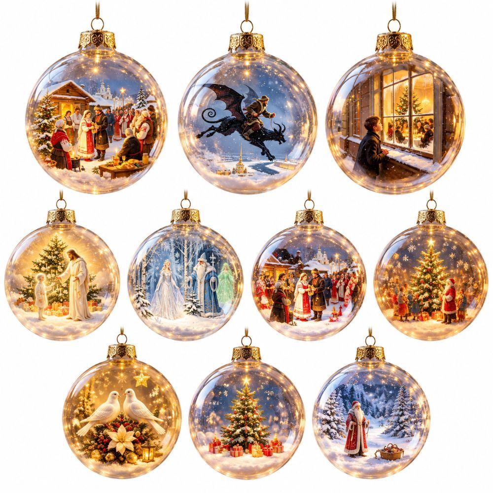 Lighted Christmas Tree Bauble Plastic Hanging Ornament New Transparent Ornament  Party Decoration