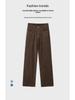 Женские коричневые вельветовые брюки широкого кроя: Высокая талия, ретро-стиль для мытья полов на осень и зиму