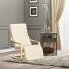 Lounge Chair with Cushion, 5-Level Footrest, Birch Wood, Up to 120 kg, 66.5 x 94 x 100 cm, Cream White