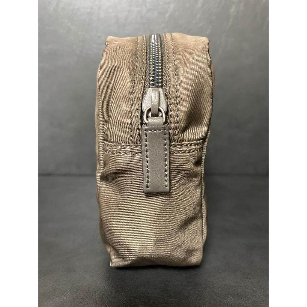 Used PRADA Nylon Tessuto Pouch Greige Cosmetic