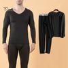 2 Pcs/Set Men Winter Thermal Underwear Long Johns Set Plus Size V Neck Slim Fit Elastic Fleece Keep Warm Thick Thermo Homewear Pajamas Bottoming Set
