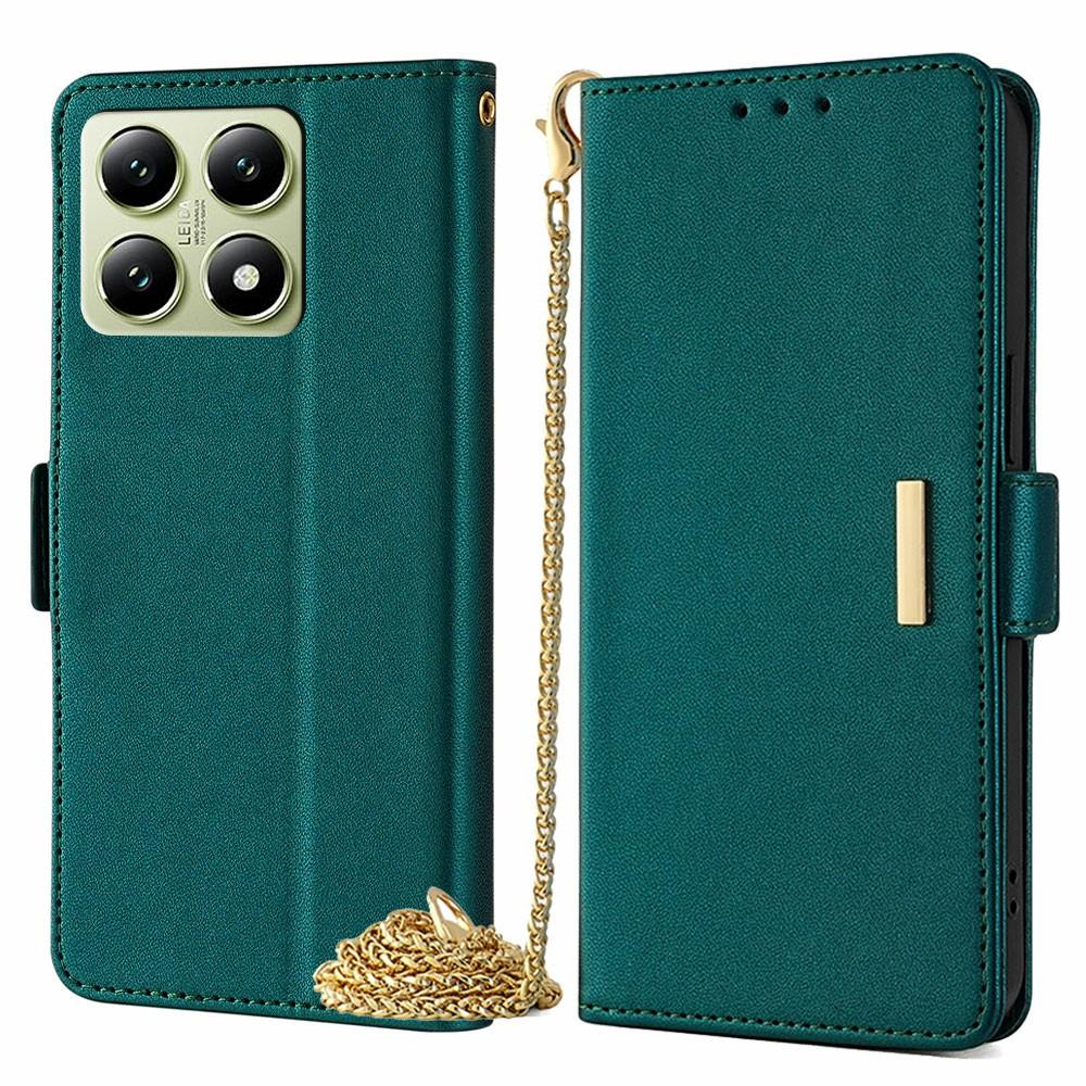 For Xiaomi 14T Case PU Leather Wallet Stand Phone Cover with Crossbody Shoulder Strap