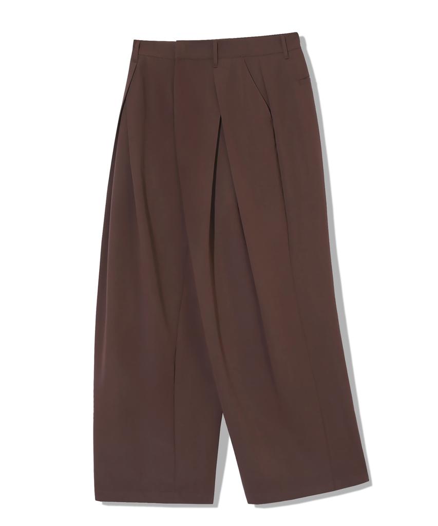 TRILLION Front V-Tuck Wide Slacks [Brown]