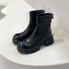 Thick-soled Thin Boots Fairy Versatile 2025 New Short Chelsea Boots Soft Leather Thick Heel Short Boots Martin Boots