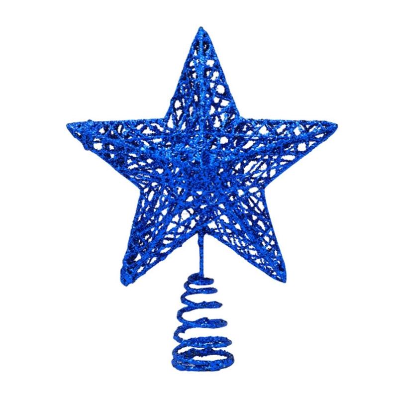 Gold Shimmering Christmas Tree Star Top Decoration Hollowed Metal Star Tree Top Ornament for Holiday Party Decoration