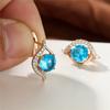 Purple Crystal Round Stone Earrings Trendy Multicolor Zircon Hoop Earrings Vintage Gold Color Wedding Earrings For Women Jewelry